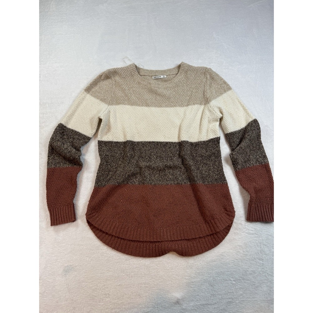 Pink Clover Womens Colorblock Knit Sweater Tan,Brown & Rust Sz Medium